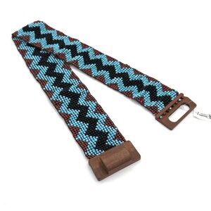 Beaded Southwestern Style Tri-Colored High Stretch Women's Belt Size XL NWT